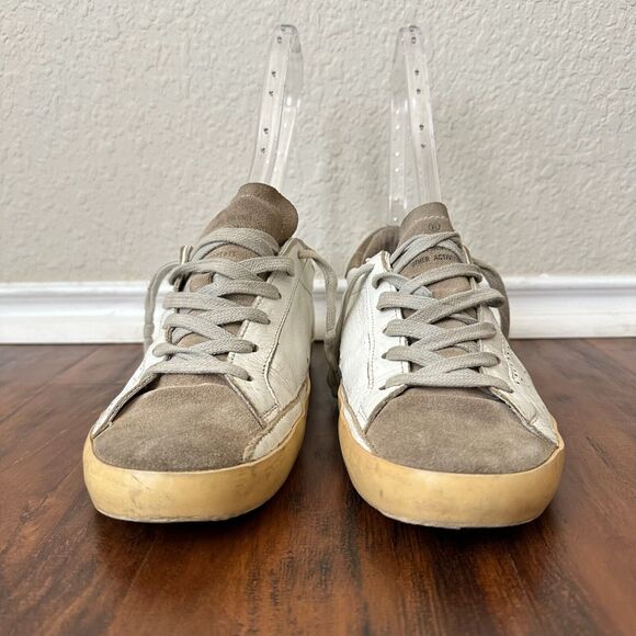 GOLDEN GOOSE Men's Super-Star w Perforated Star White/Taupe Leather/Suede - Picture 3 of 14